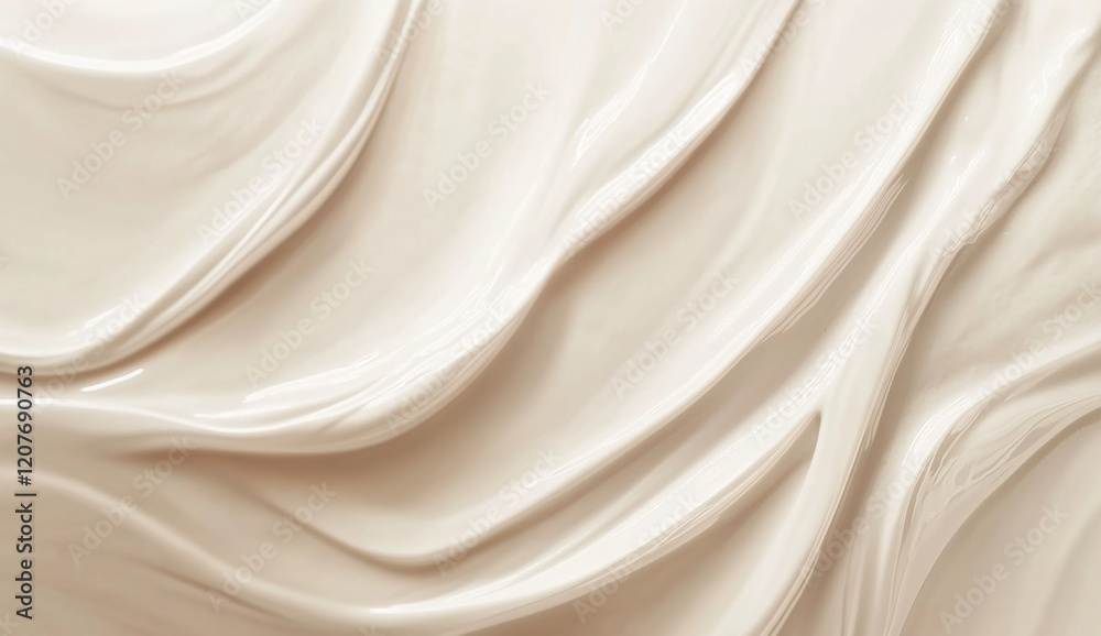 Close-up of a white cosmetic cream swatch on a smooth surface Close-up of a white cosmetic cream swatch on a smooth surface