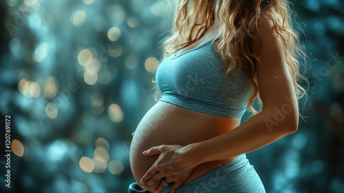 Empowering maternity moments serene forest portrait photography natural light close-up expecting joy