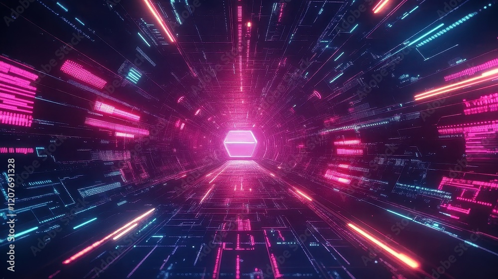 Naklejka premium Digital in flat design front view modern technology theme animation vivid