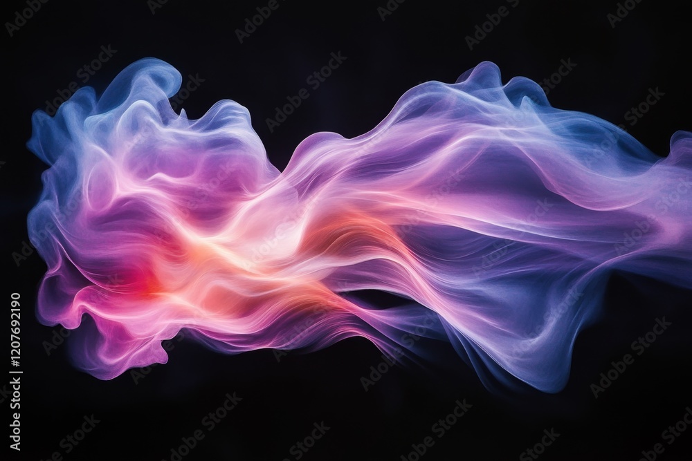 Obraz premium A dreamy watercolor depiction of a xenon-powered spacecraft leaving a trail of glowing plasma in the dark void of space