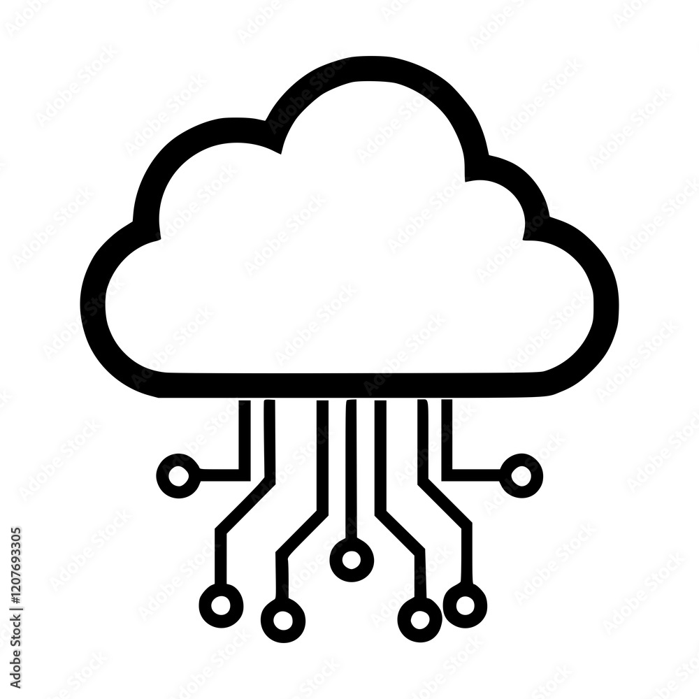Cloud Computing Icon, Minimalist Technology Illustration for Data Storage, Networking, IT Services, Digital Transformation, and Cloud-Based Solutions Cloud Computing Icon, Minimalist Technology Illustration for Data Storage, Networking, IT Services, Digital Transformation, and Cloud-Based Solutions