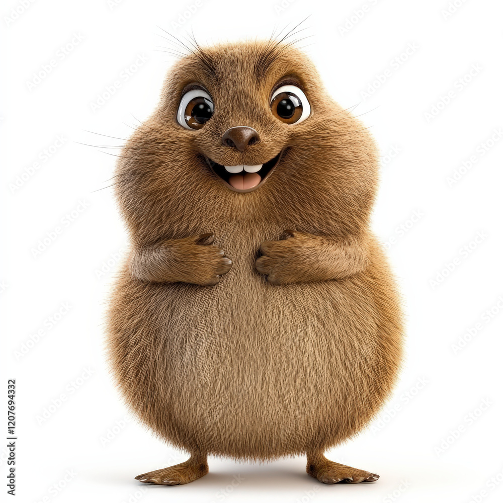 Obraz premium Happy fluffy brown rodent cartoon