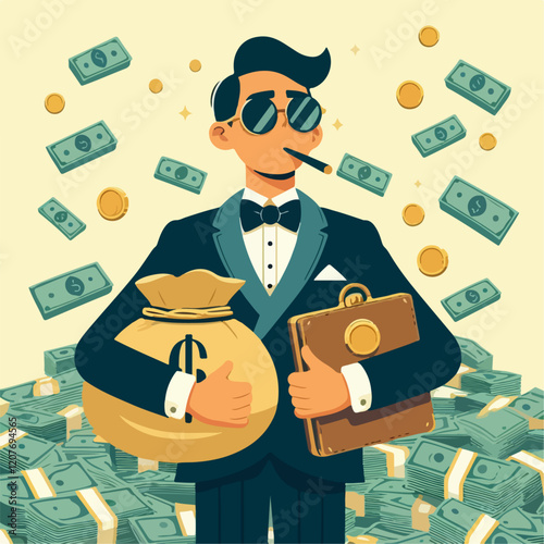 illustration of billionaire person