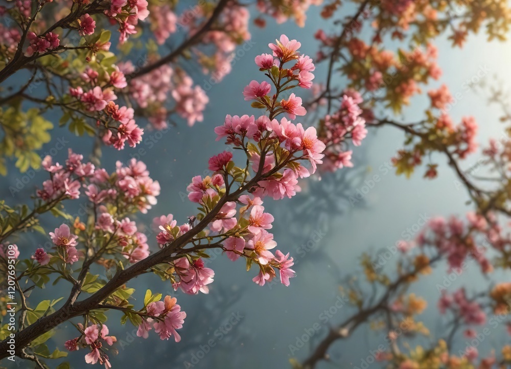 multitude of tiny flowers on an oak branch in full bloom , blooms, petal multitude of tiny flowers on an oak branch in full bloom , blooms, petal
