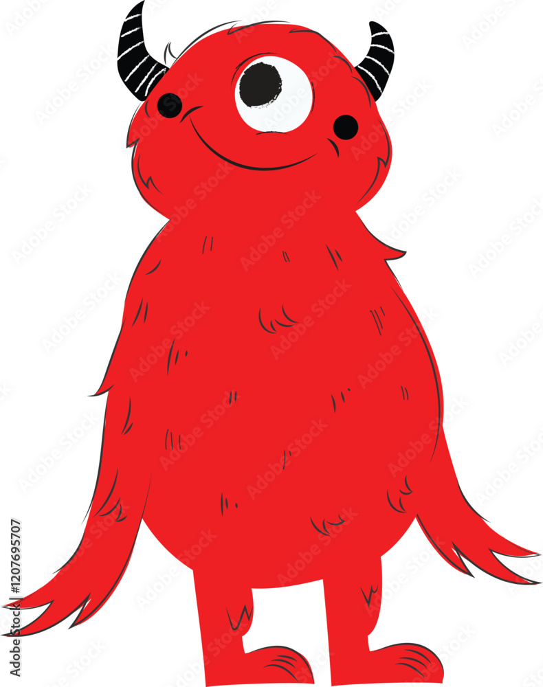 Cute Red One-Eyed Monster Stock Photo Cute Red One-Eyed Monster Stock Photo