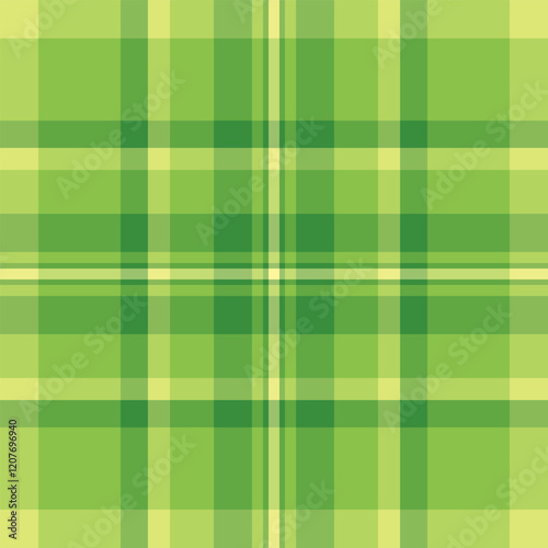 Factory seamless tartan check, baby vector textile texture. Infinity plaid background fabric pattern in green and lime colors.