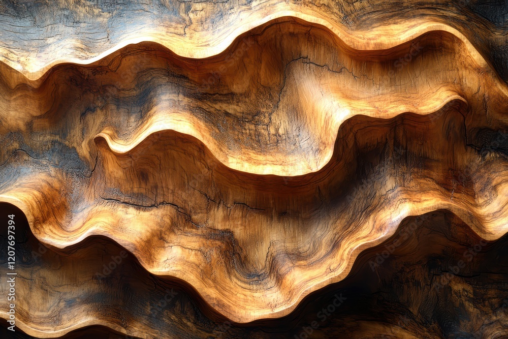 Obraz premium Textured wooden surface showcasing natural patterns and rich colors in warm tones