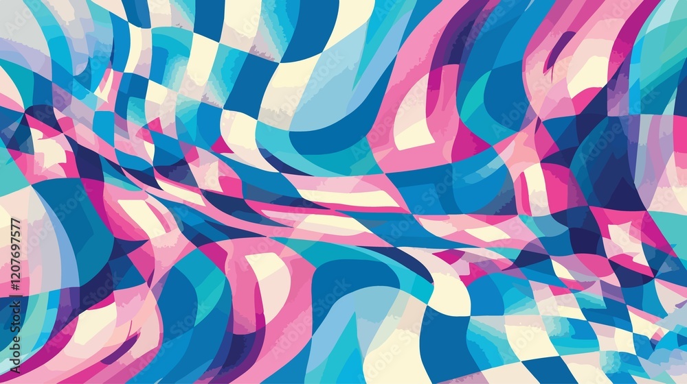 Retro Groovy Wavy Psychedelic Checkerboard Pattern Design for Creative Projects Retro Groovy Wavy Psychedelic Checkerboard Pattern Design for Creative Projects