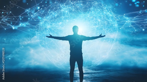 Person in futuristic Digital World
