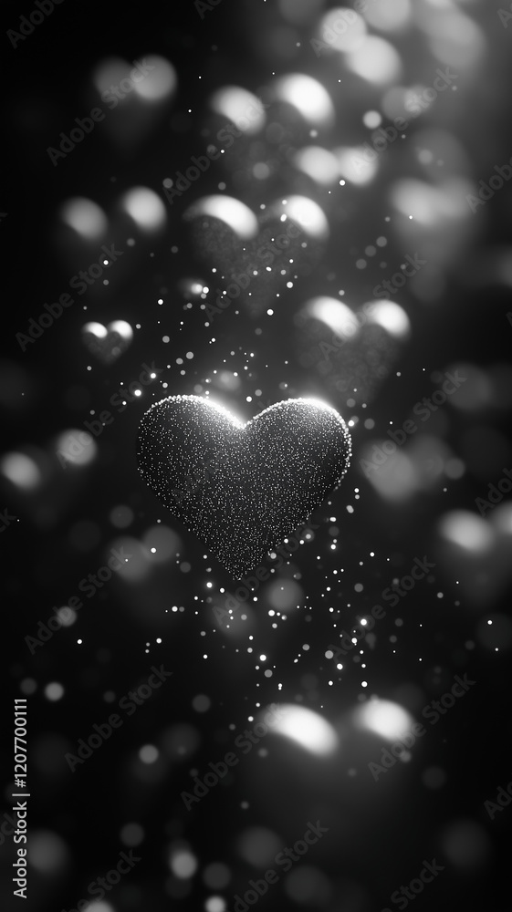 Fototapeta premium hearts against a dark backdrop. Perfect for love, Valentine's Day, and artistic phone wallpaper designs with a romantic, serene aesthetic.