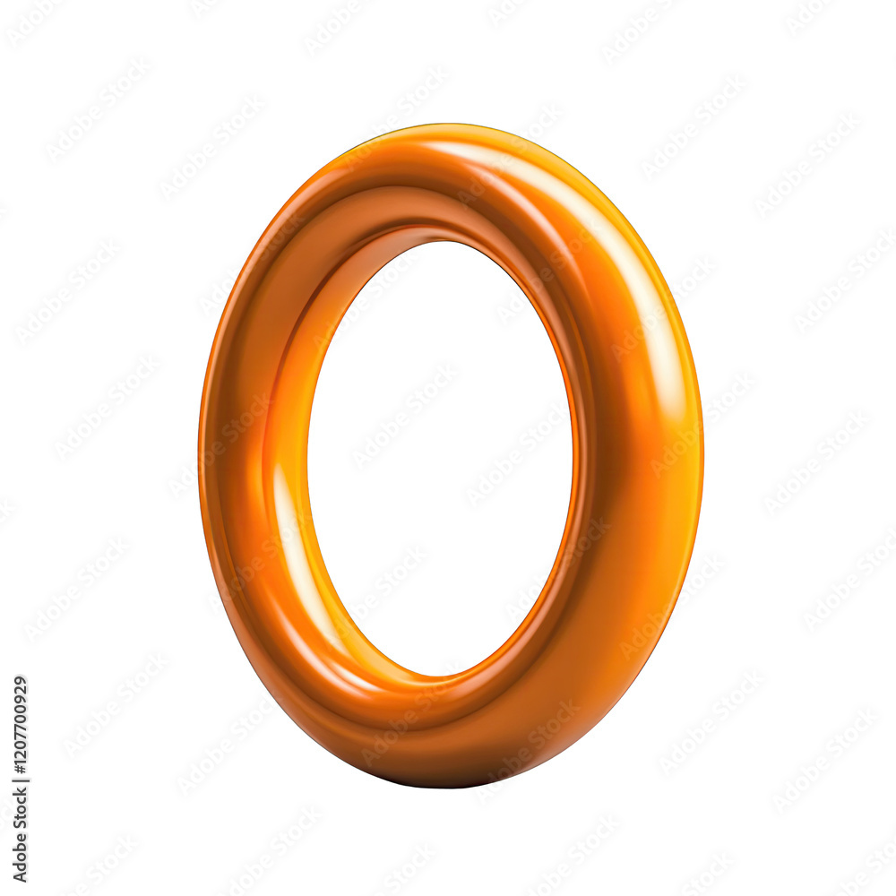 Glossy Orange Torus Shape Against a White Background for Modern Abstract Art and Design Purposes Glossy Orange Torus Shape Against a White Background for Modern Abstract Art and Design Purposes