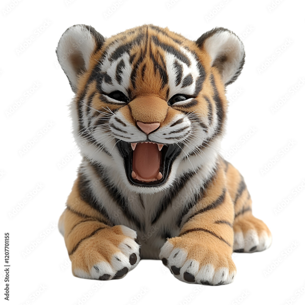 Fototapeta premium Plastic animal toy tiger isolated on white background