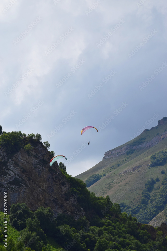 Paragliding flight in the Chegem Gorge Paragliding flight in the Chegem Gorge
