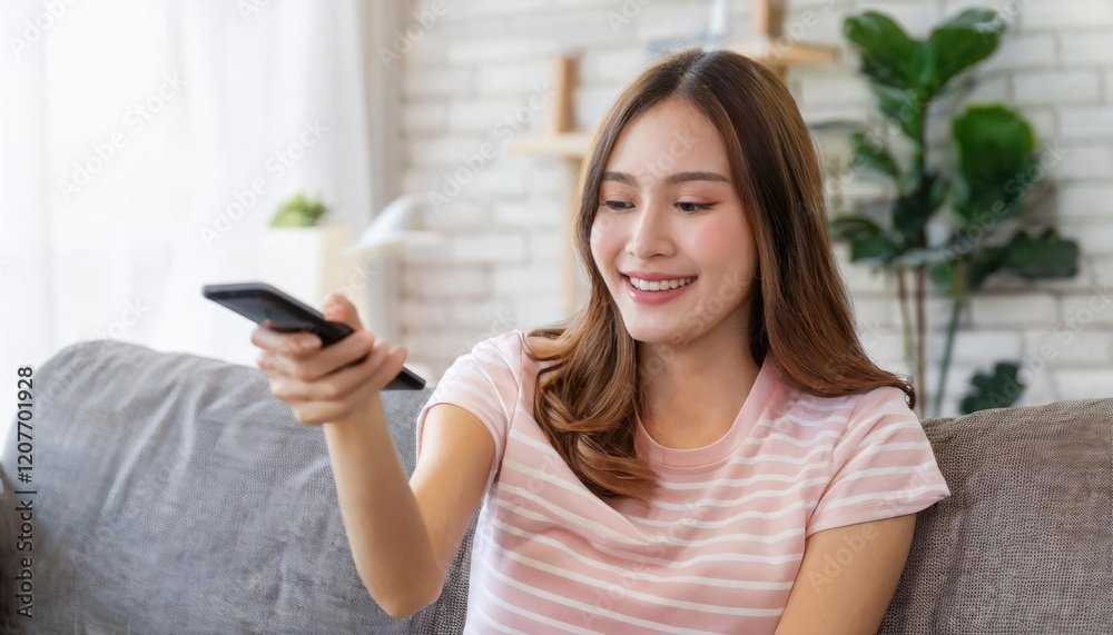 young beautiful woman watching television at home young beautiful woman watching television at home