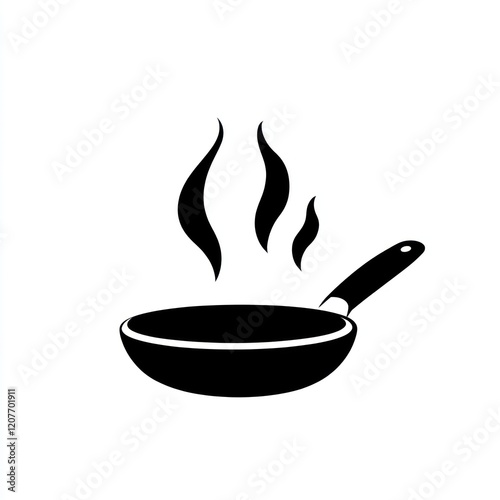 Hot pan, cooking, simple icon, food preparation, kitchen utensil, graphic