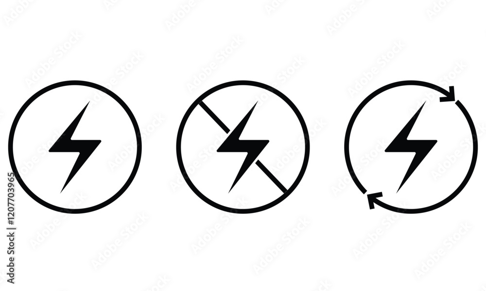 Power, energy, lightning icon sign isolated on  transparent background vector illustration.