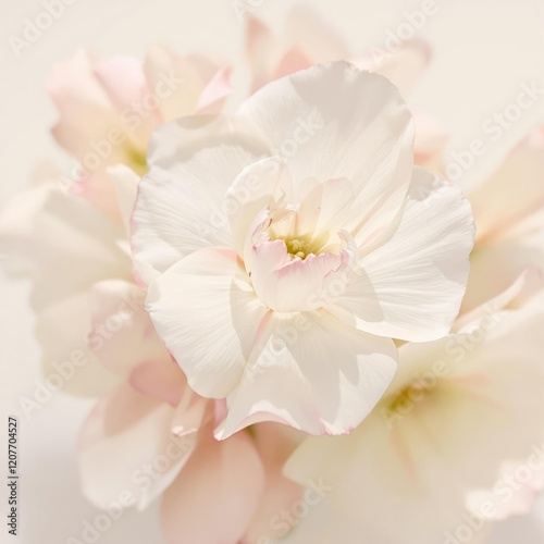 Artistic close-up of white musk mallow flower in gentle watercolor tones, painting, flower, bloom
