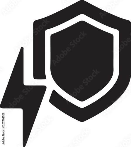 An illustration of a shield and lightning icon silhouette