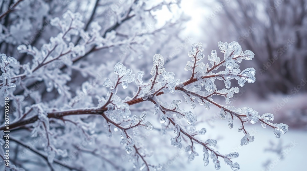 Stunning Ice Crystals on Winter Branches Stunning Ice Crystals on Winter Branches