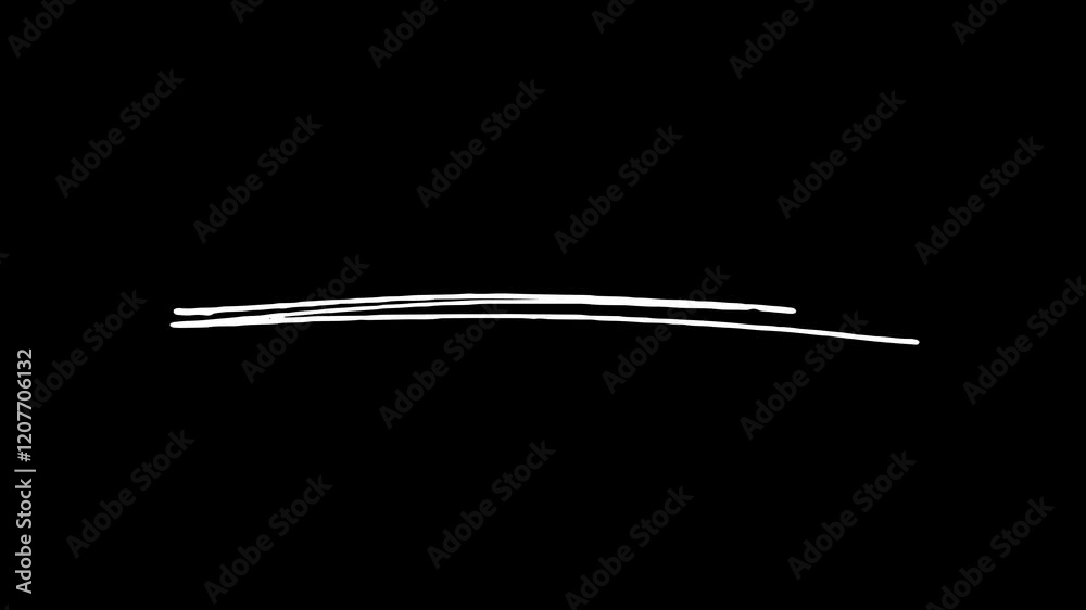 Hand-drawn underline highlighter animation, sketching elements on a transparent background, alpha channel.