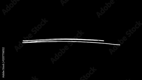 Hand-drawn underline highlighter animation, sketching elements on a transparent background, alpha channel.