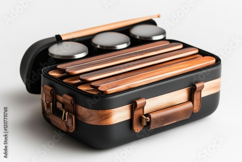 A travel-sized xylophone neatly packed in a case, showing its portability and family-friendly design photo