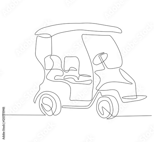 Golf cart continuous line. Continuous one line drawing golf cart. Golf, cart  concept. Single line drawing