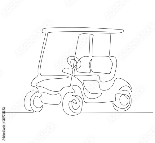 Golf cart continuous line. Continuous one line drawing golf cart. Golf, cart  concept. Single line drawing