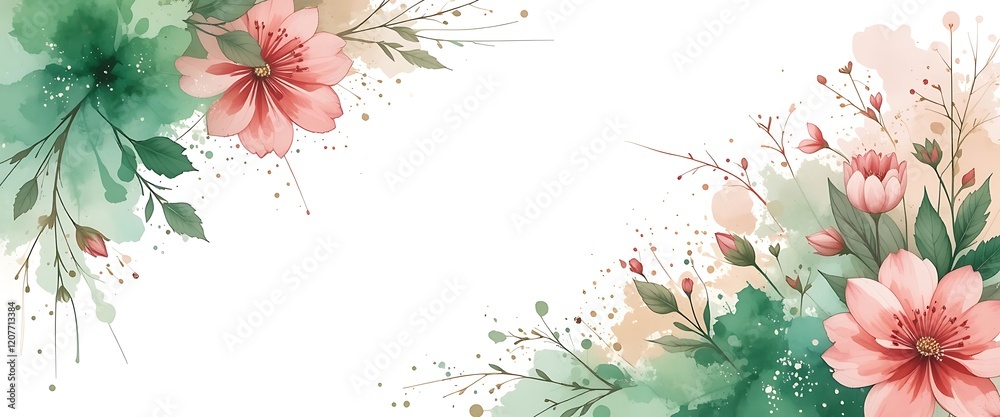 Fototapeta premium Elegant Watercolor Floral Corner Design for Invitations