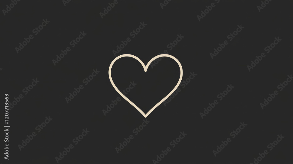Valentine's Day card with a simple heart outline on the front and the words in modern typography. Black background Valentine's Day card with a simple heart outline on the front and the words in modern typography. Black background