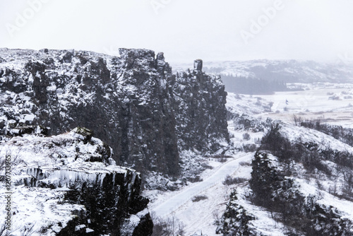 Snow covered tectonic plate