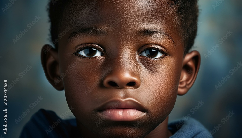 黒人の男の子の顔のポートレート。AIで生成 黒人の男の子の顔のポートレート。AIで生成