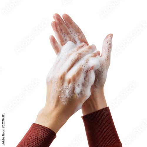 Obraz na płótnie washing hands with soap on transparent background w salonie