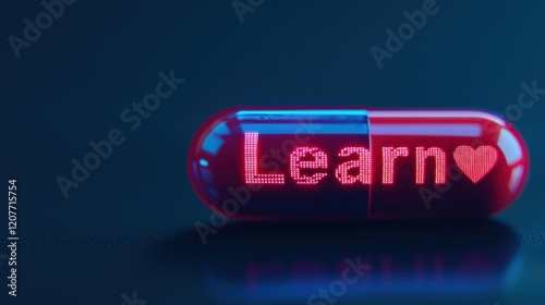 A vibrant capsule displays the word 
