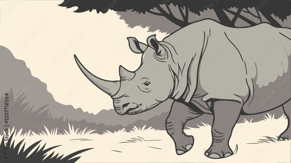 Fototapeta premium rhino in the grass