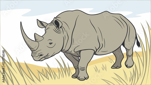 rhino in the grass