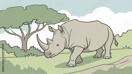 rhino in the grass