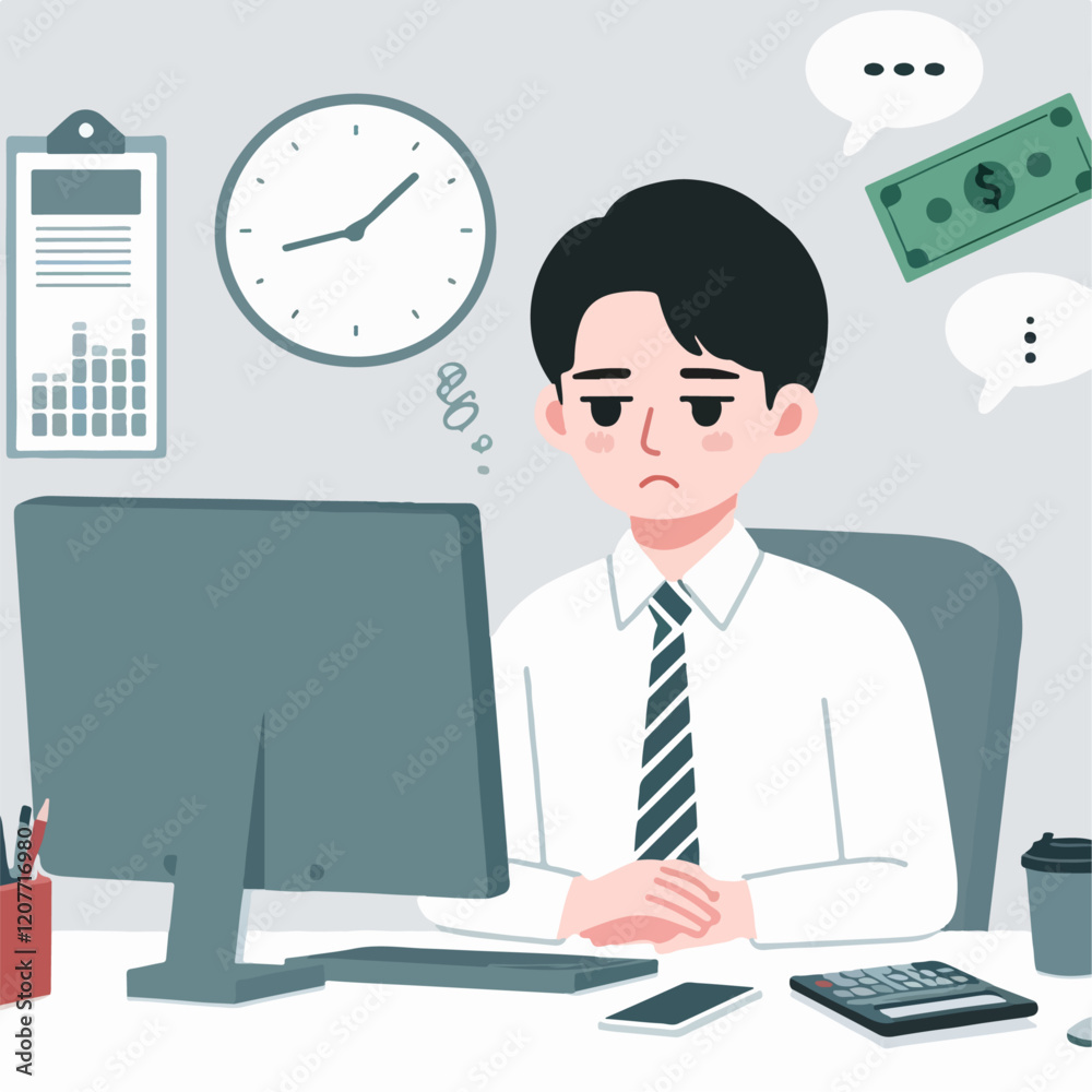 illustration of business person tired of working illustration of business person tired of working