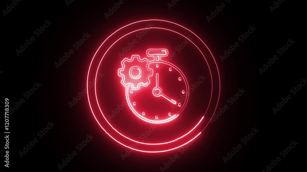 glowing neon time management icon isolated on black background. HD video motion graphic animation glowing neon time management icon isolated on black background. HD video motion graphic animation