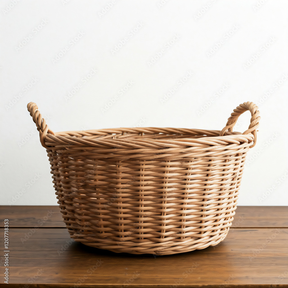Fototapeta premium Wicker Storage Basket with Handles