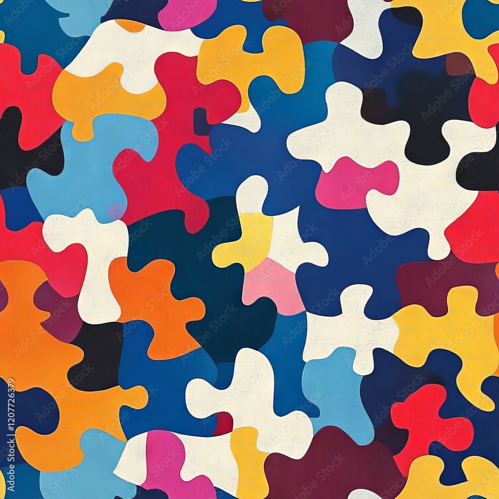 Seamless Pattern - Abstract Colorful Puzzle Piece Pattern Seamless Pattern - Abstract Colorful Puzzle Piece Pattern