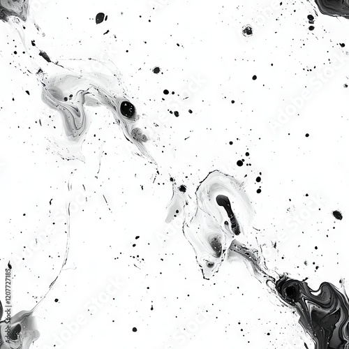 Wallpaper Mural Seamless Pattern - Abstract black and white paint swirls Torontodigital.ca
