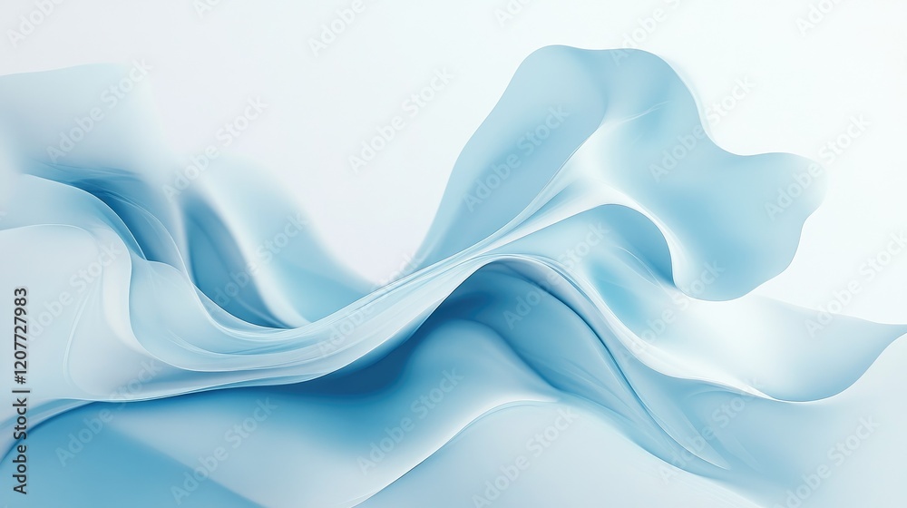 Fototapeta premium Soft Flowing Fabric in Light Blue Tones with Minimalist Abstract Design for Modern Background Use