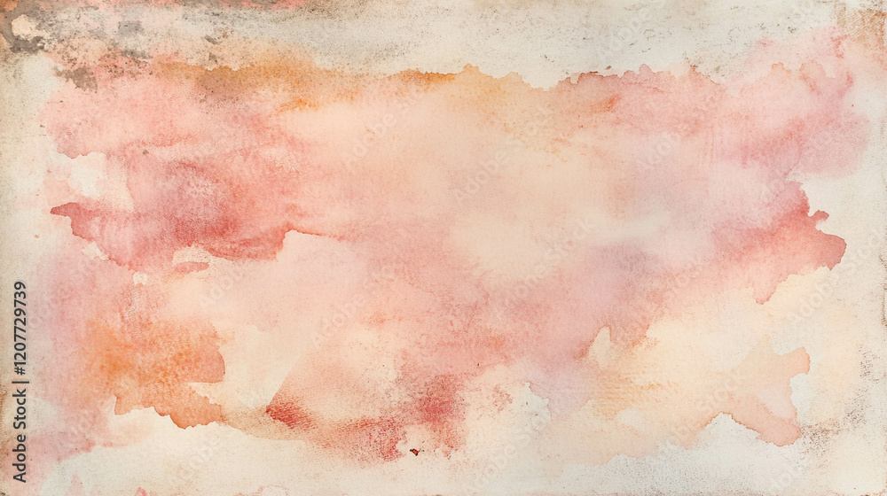 Obraz premium A delicate watercolor wash background with soft pastel pink and peach tones blending together, with a textured paper effect. --ar 16:9 --v 6.1 Job ID: 96ee72e6-00d2-48b6-8364-335a3d059a49