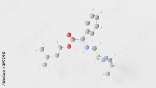 camylofin molecule 3d, molecular structure, ball and stick model, structural chemical formula antimuscarinic drug photo