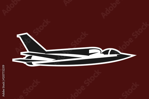 American cold war jet fighter plane vector illustration. simple aircraft logo, military equipment.
