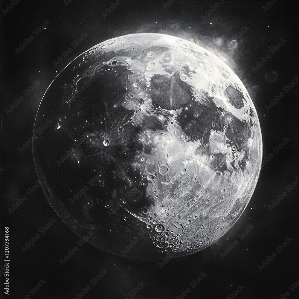 Fototapeta premium Intricate full moon design glowing amidst the beauty of a starry sky wallpaper image