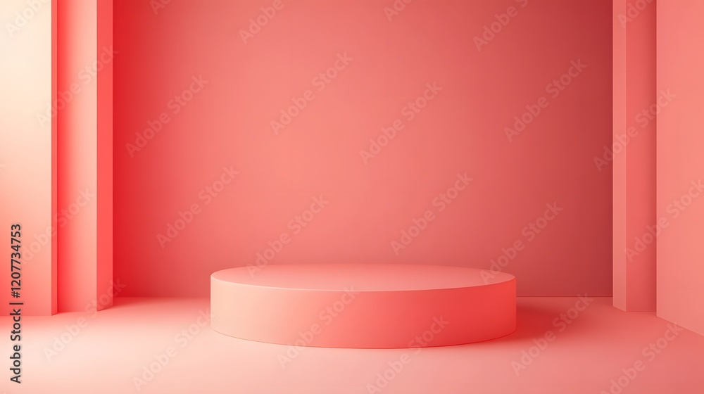 Light coral background with a smooth gradient effect and an empty area for product placement Light coral background with a smooth gradient effect and an empty area for product placement