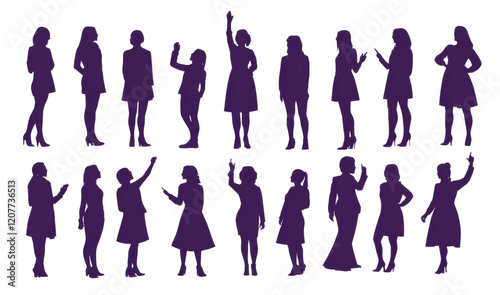 Wallpaper Mural A series of silhouettes of women in various poses, showcasing different stances and gestures. Torontodigital.ca