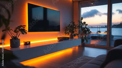 Modern living room interior design with spacious layout and natural light in ...